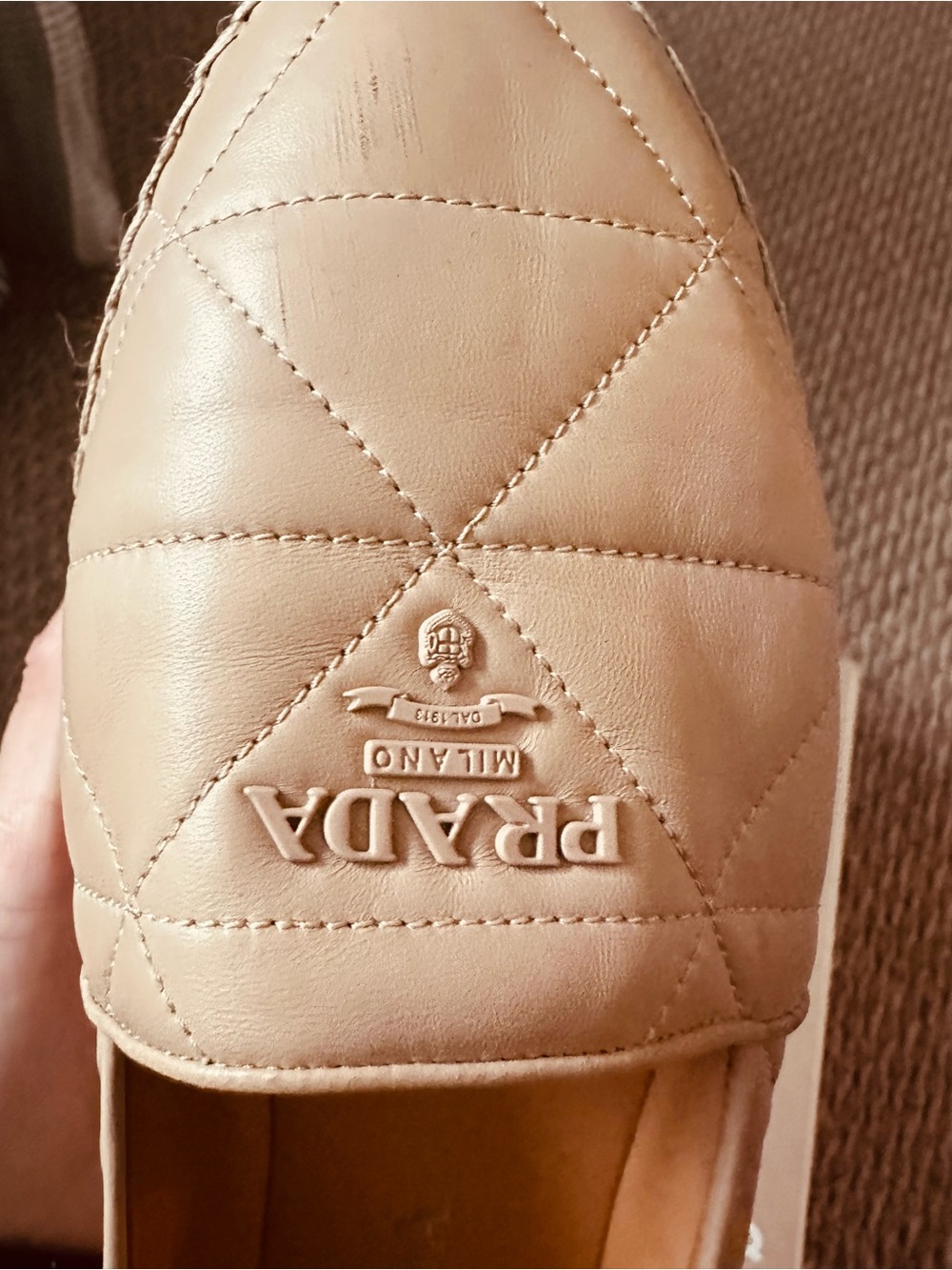 Prada Quilted Leather Slip-On Loafer — Light Brown